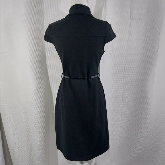 BANANA REPUBLIC! BLACK HEAVIER WEIGHT STRETCH, BELTED WAIST DRESS! SZ S - Picture 5 of 11